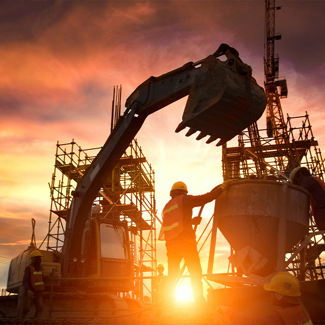 a construction site in the early morning hours