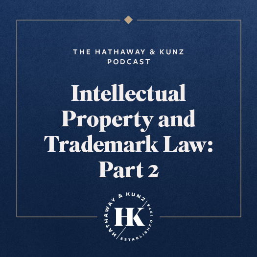 Supporting image for podcast episode about intellectual property and trademark law